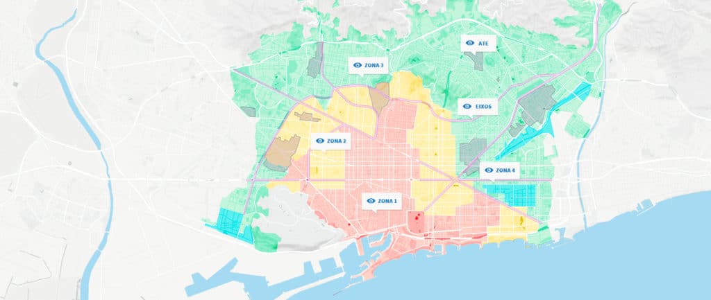 Zones peuat Barcelone logements touristiques acheter immobilier Espagne