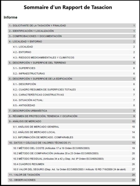 Rapport de tasacion